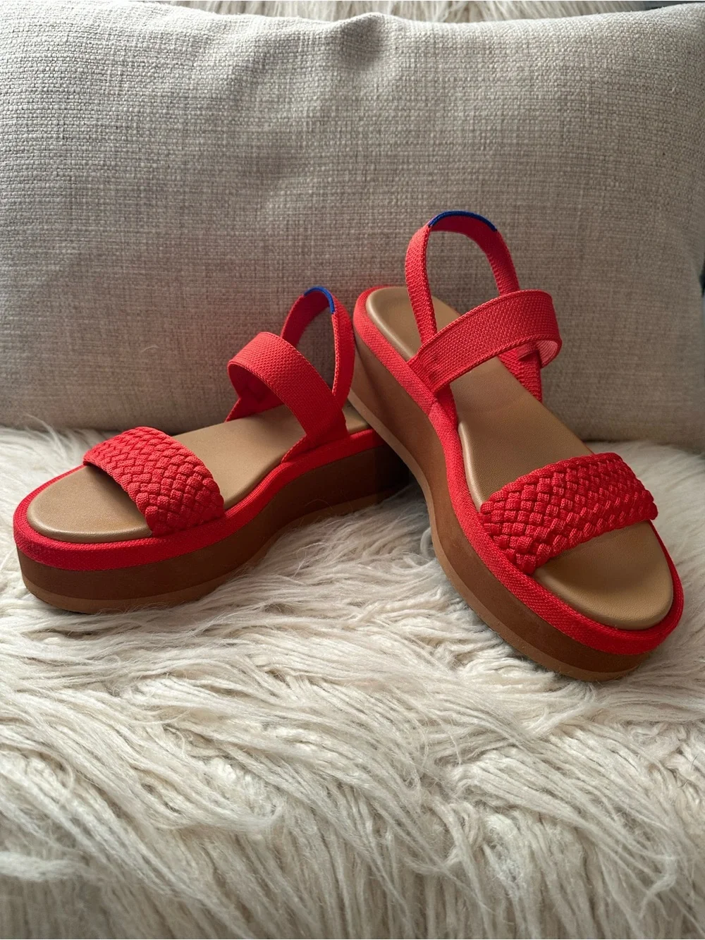 Rothy's The Lightweight Wedge Platform Sandal in Red Hot ♥️ Women’s size 6.5 - Picture 8 of 12
